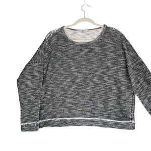 Bass Sweatshirt Womens L Heathered Gray Raw Seams Boxy Cropped 100%Cotton